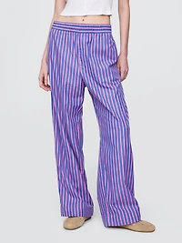 Organic Cotton Poplin Easy Wide-Leg Pants