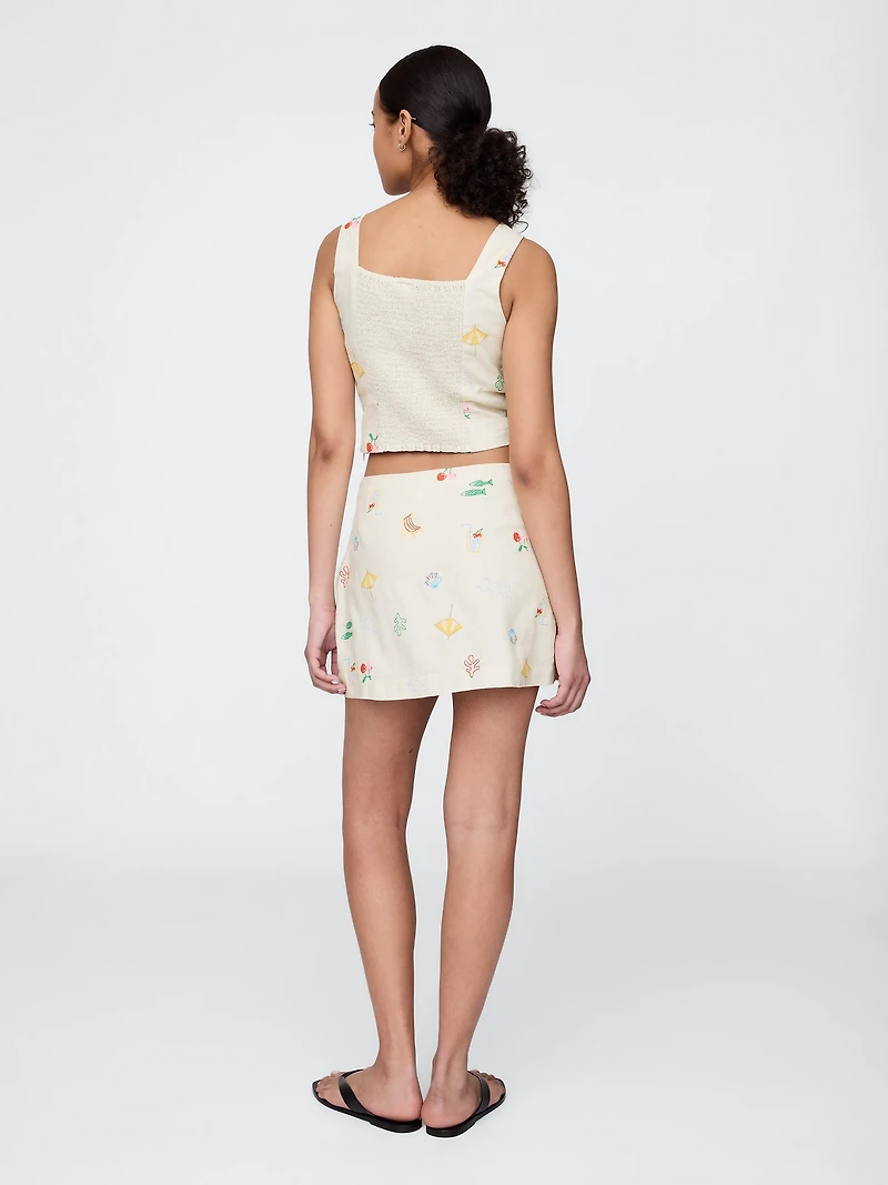 Linen-Blend Mini Skort