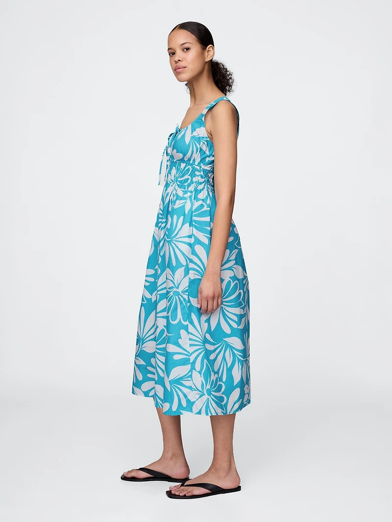 Poplin Smocked Midi Dress