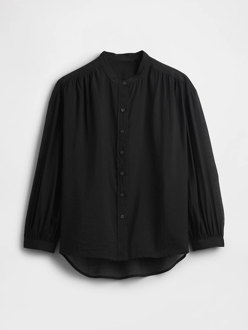 Sheer Button-Front Shirt