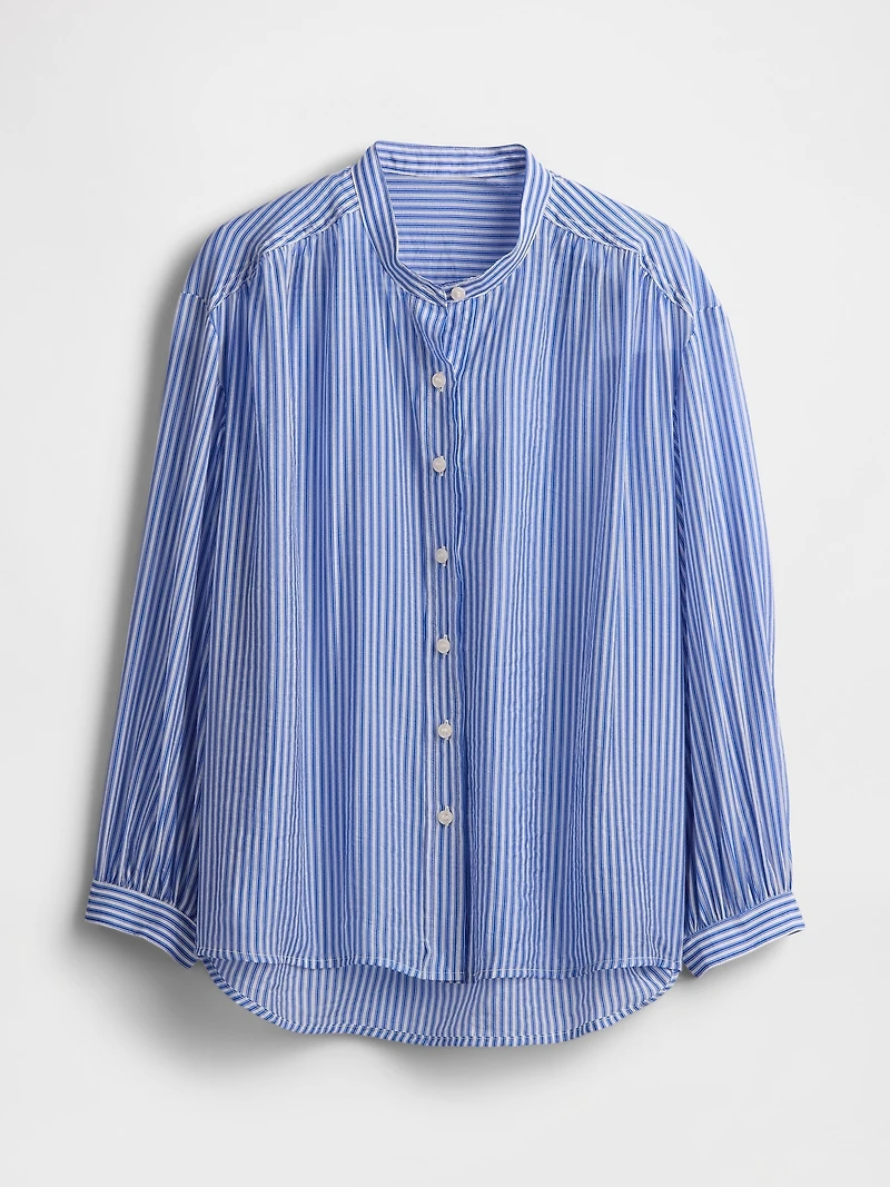 Sheer Button-Front Shirt