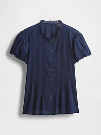 Bubble-Sleeve Pintuck Top