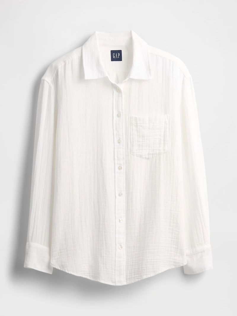 Cotton Gauze Button-Down Shirt