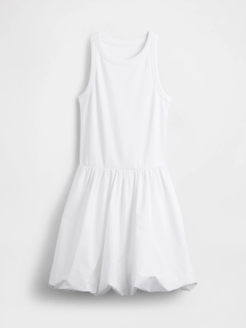 Mixed Media Bubble Mini Dress
