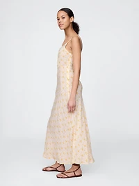 Crepe Lace-Trim Sweetheart Maxi Dress