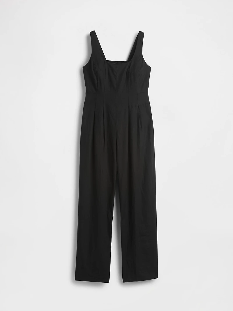 Linen-Blend Seamed Jumpsuit