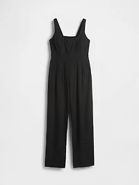 Linen-Blend Seamed Jumpsuit
