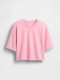 French Terry Rolled-Hem Crop Sweatshirt