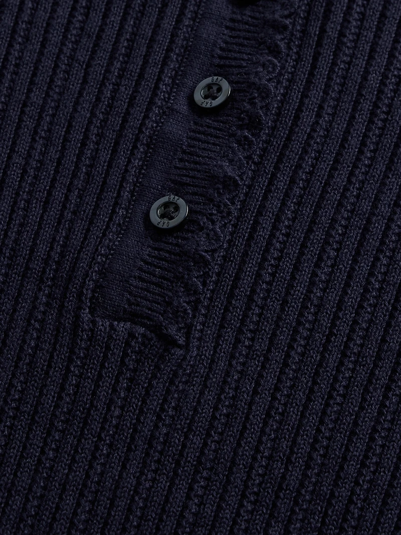 Pointelle Henley Sweater Top