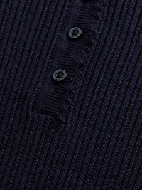 Pointelle Henley Sweater Top