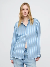 Adult Denim Stripe Big Shirt