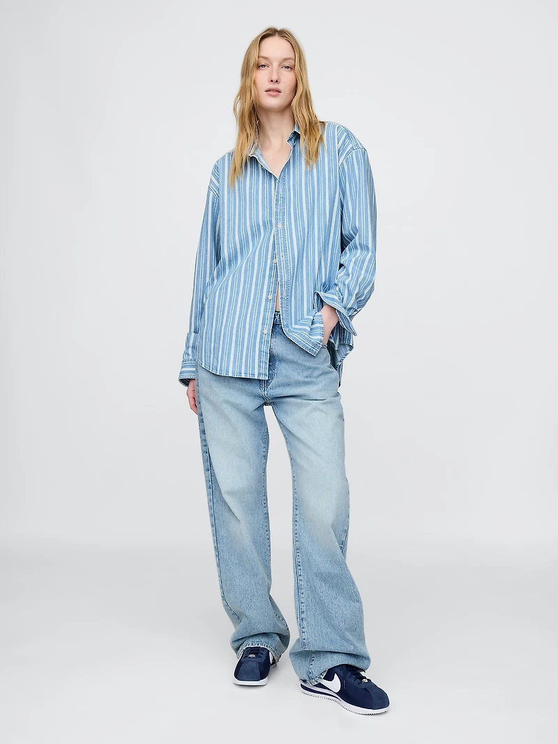 Adult Denim Stripe Big Shirt