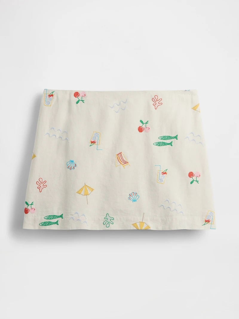 Linen-Blend Mini Skort