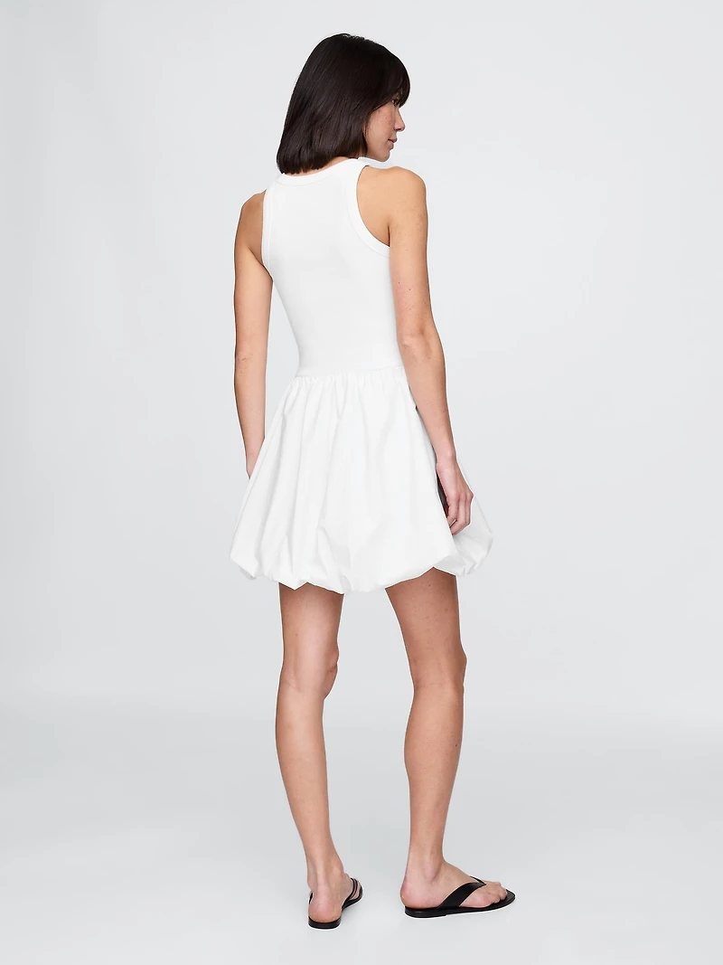 Mixed Media Bubble Mini Dress