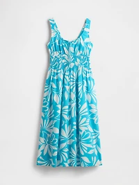 Poplin Smocked Midi Dress