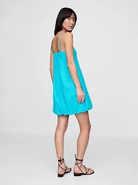 Linen-Blend Bubble Mini Dress