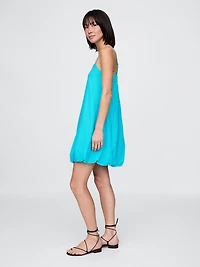 Linen-Blend Bubble Mini Dress