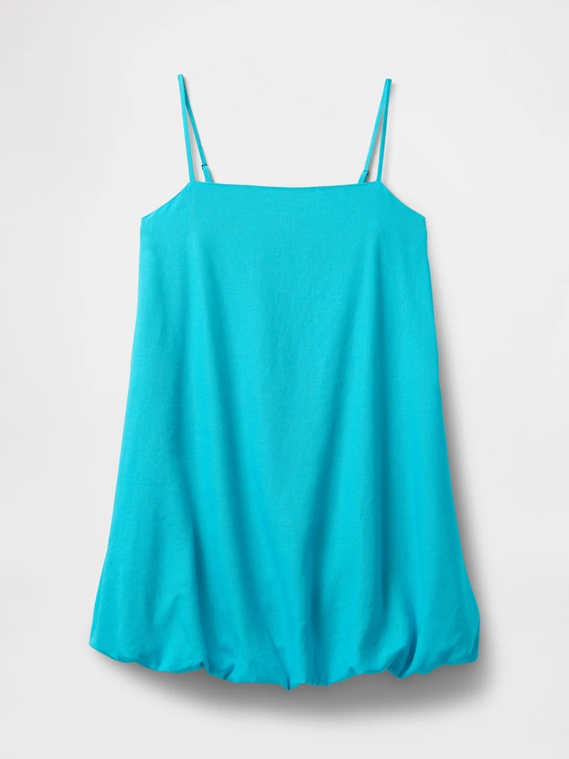Linen-Blend Bubble Mini Dress