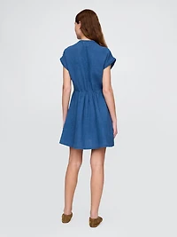 Cotton Gauze Denim Mini Shirtdress