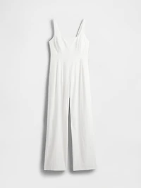 Linen-Blend Seamed Jumpsuit