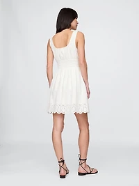 Linen-Blend Smocked Mini Dress