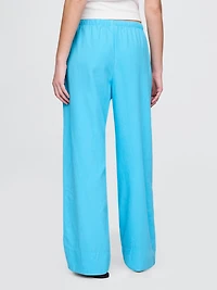 Linen-Blend Easy Wide-Hem Pants