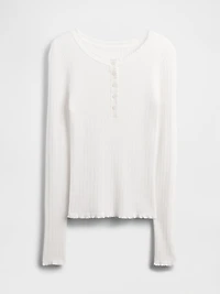 Pointelle Henley Sweater Top