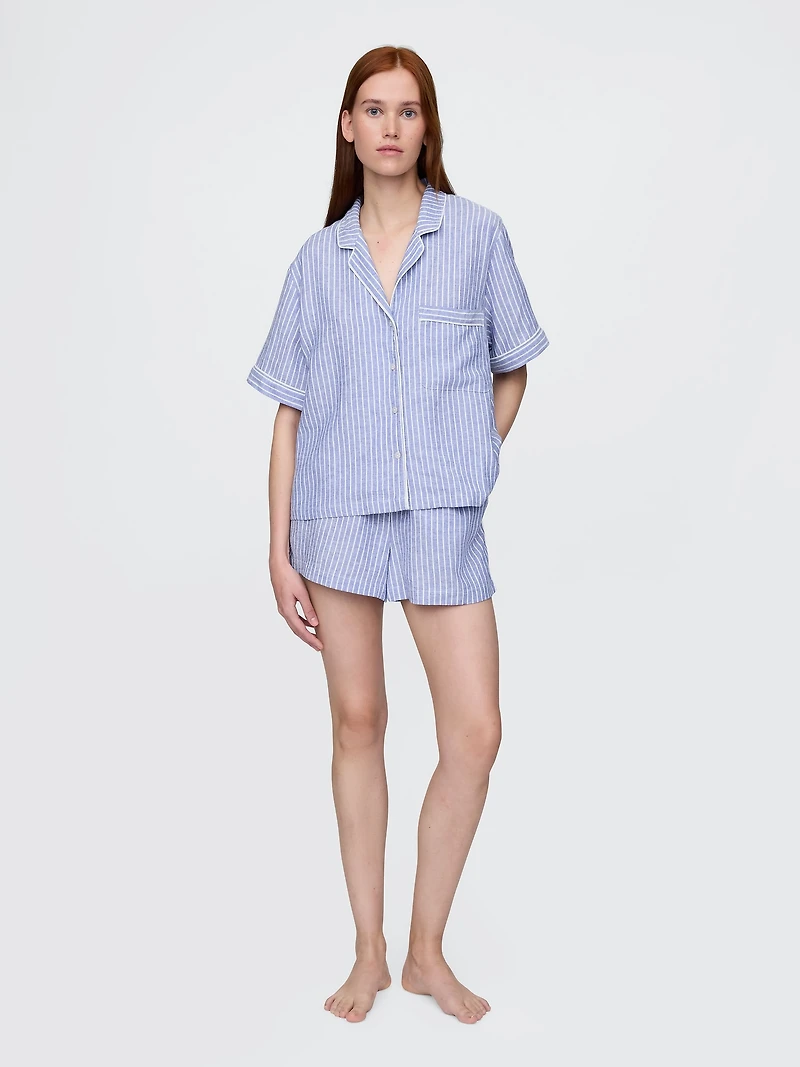 Linen-Blend PJ Shorts