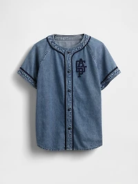Kids Denim Logo Baseball Jersey