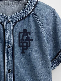 Kids Denim Logo Baseball Jersey