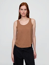 Linen-Blend Racerback Tank Top