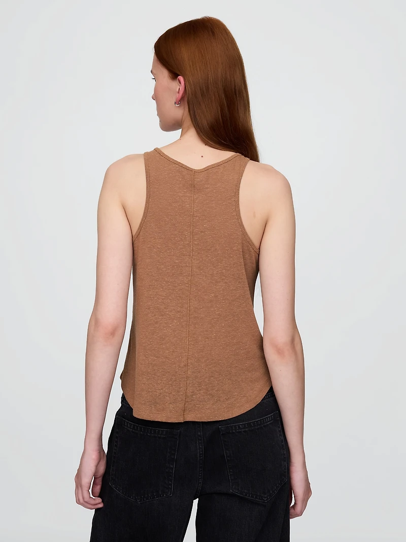 Linen-Blend Racerback Tank Top