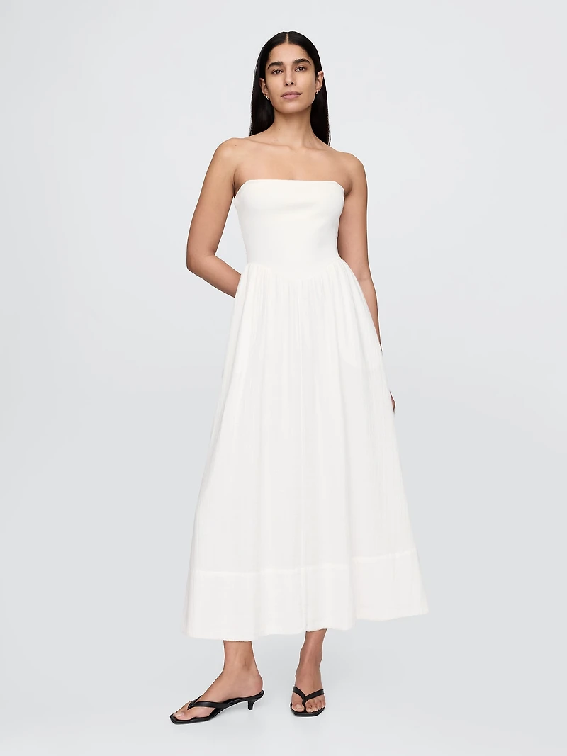 Cotton Gauze Mixed Media Maxi Dress