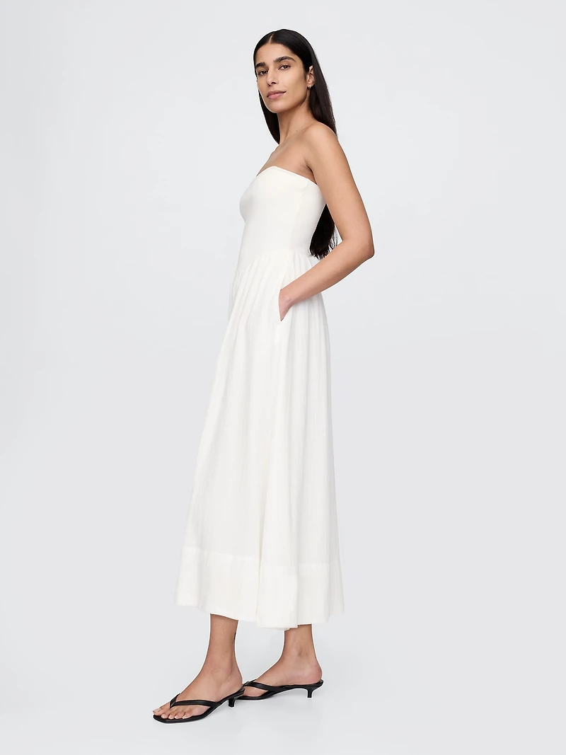 Cotton Gauze Mixed Media Maxi Dress