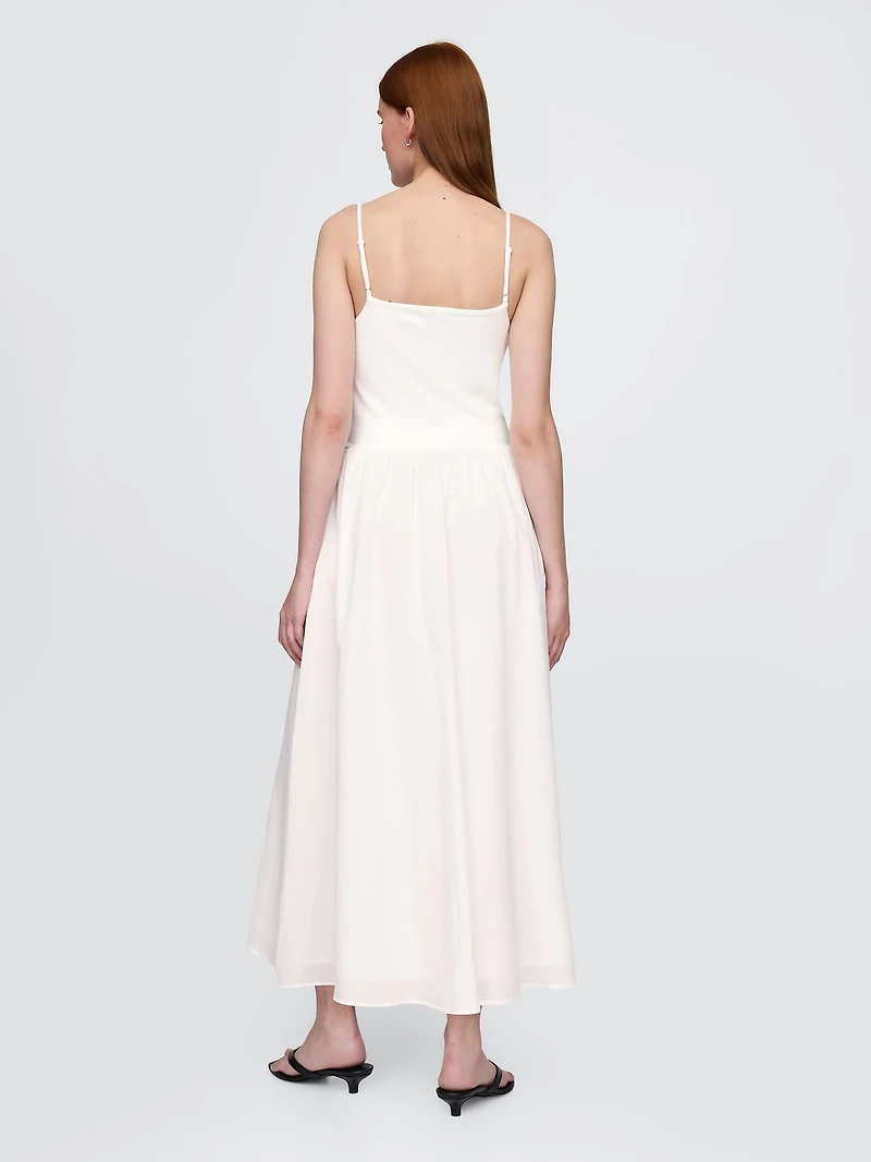 Compact Jersey Mixed Media Maxi Dress