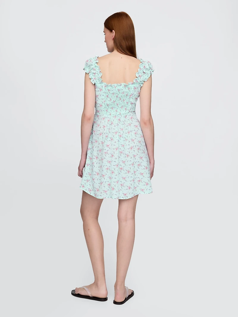 Puff-Sleeve Sweetheart Mini Dress