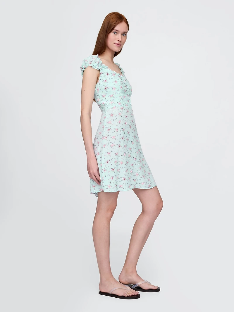 Puff-Sleeve Sweetheart Mini Dress