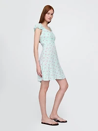 Puff-Sleeve Sweetheart Mini Dress