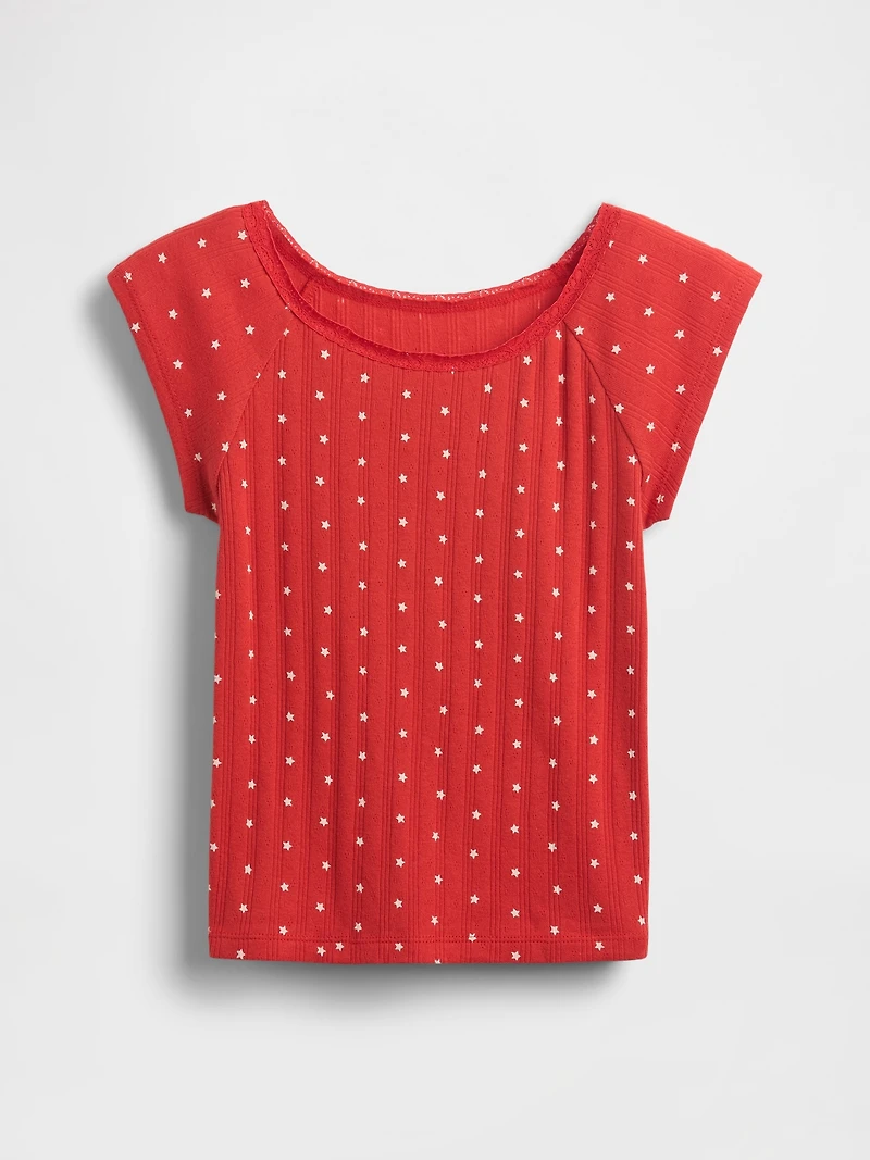 Kids Lace-Trim Pointelle T-Shirt