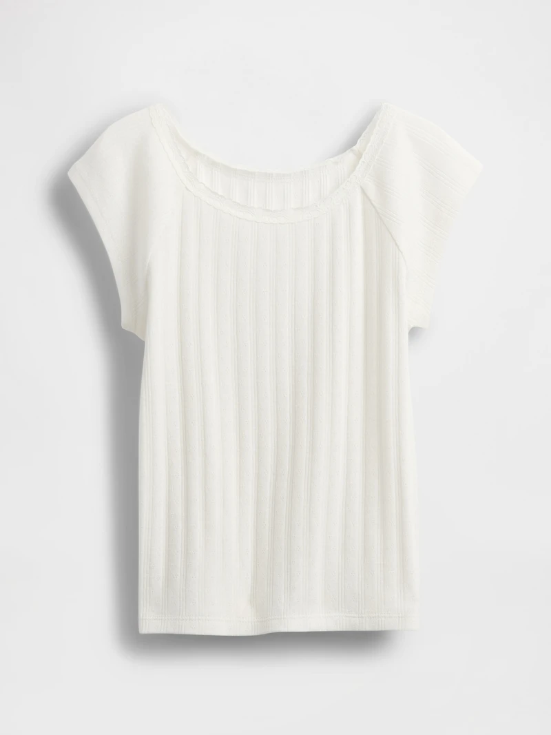 Kids Lace-Trim Pointelle T-Shirt