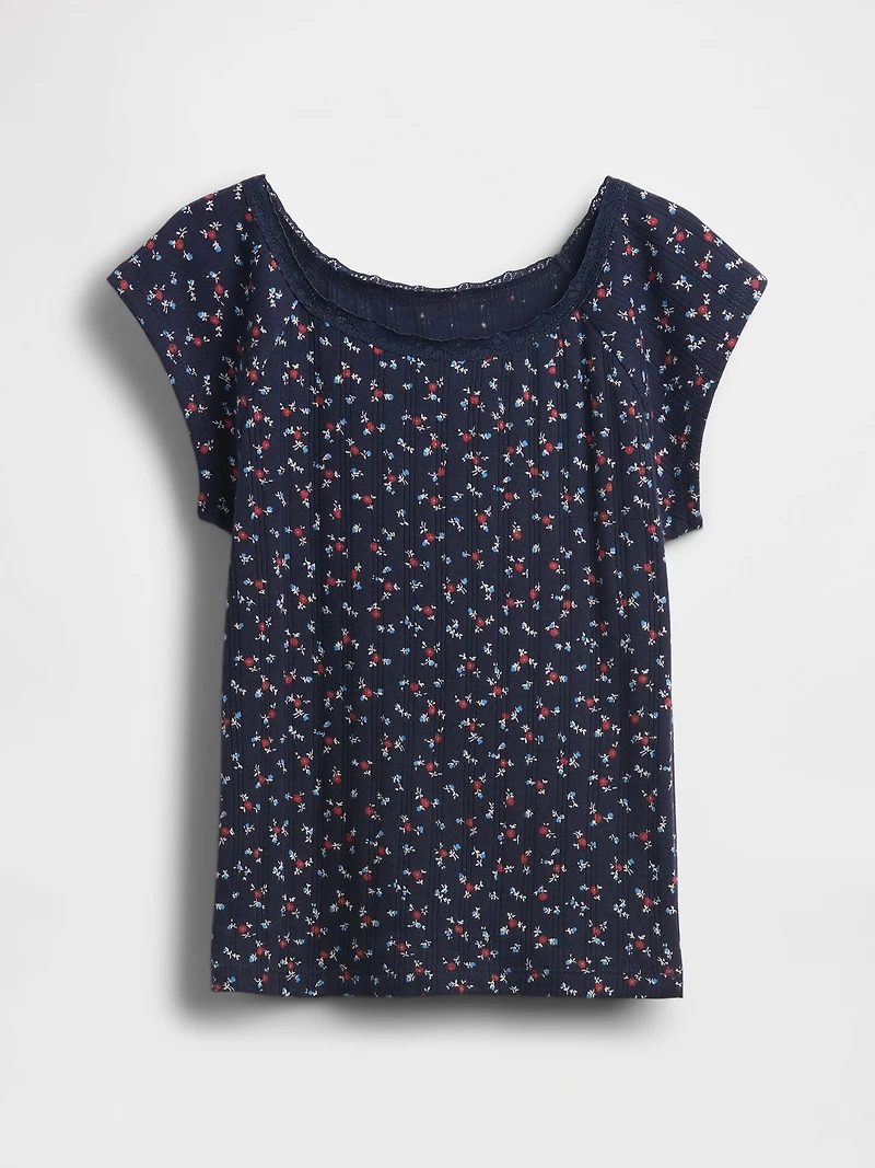 Kids Lace-Trim Pointelle T-Shirt