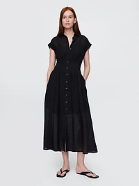 Sheer Midi Shirtdress