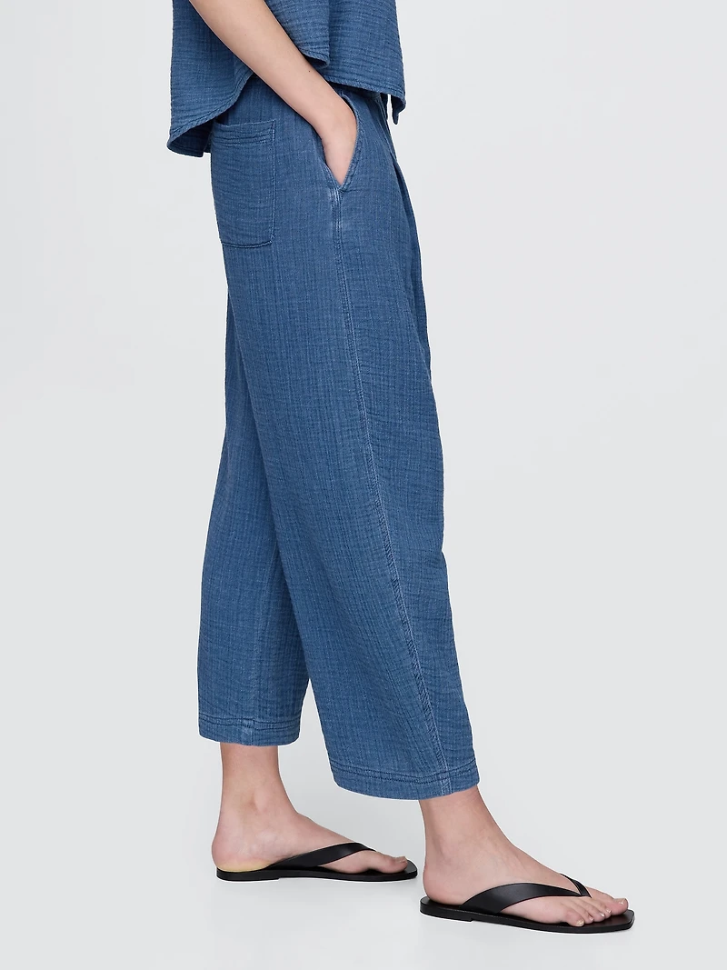 Cotton Gauze Denim Easy Barrel Pants