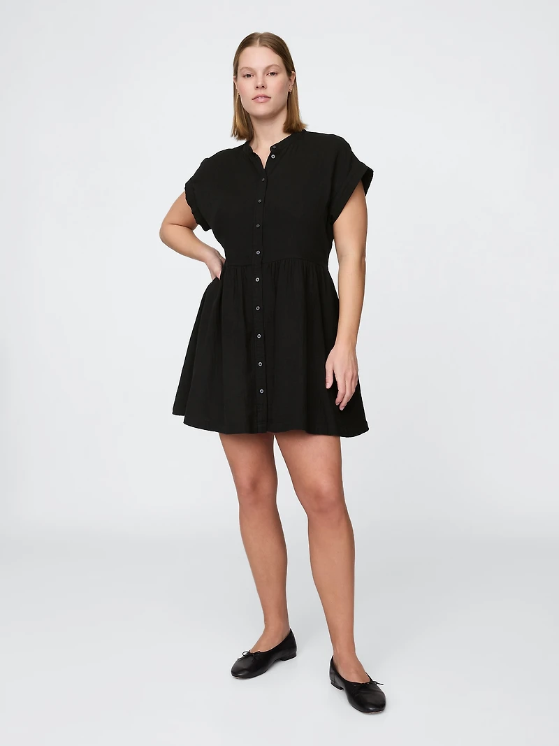 Cotton Gauze Mini Shirtdress