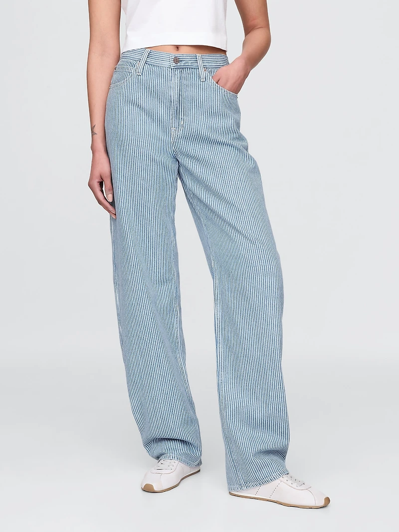 High Rise UltraSoft Denim Stripe Barrel Jeans