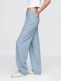 High Rise UltraSoft Denim Stripe Barrel Jeans