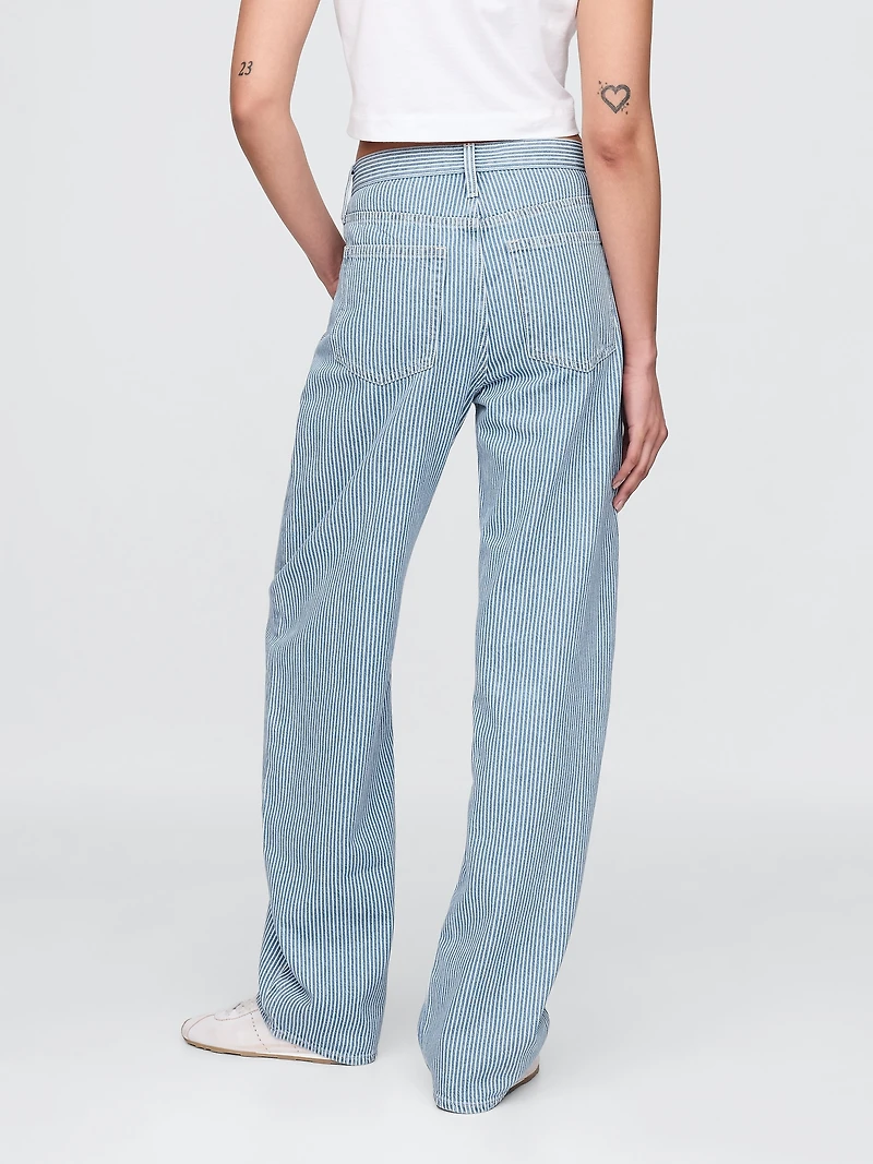 High Rise UltraSoft Denim Stripe Barrel Jeans