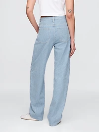 High Rise UltraSoft Denim Stripe Barrel Jeans