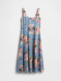 Linen-Blend Square-Neck Maxi Dress