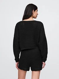 Crochet Boatneck Crop Sweater